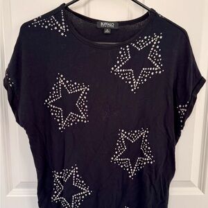 Buffalo David Bitton Black Short Sleeve Star Stud Tee